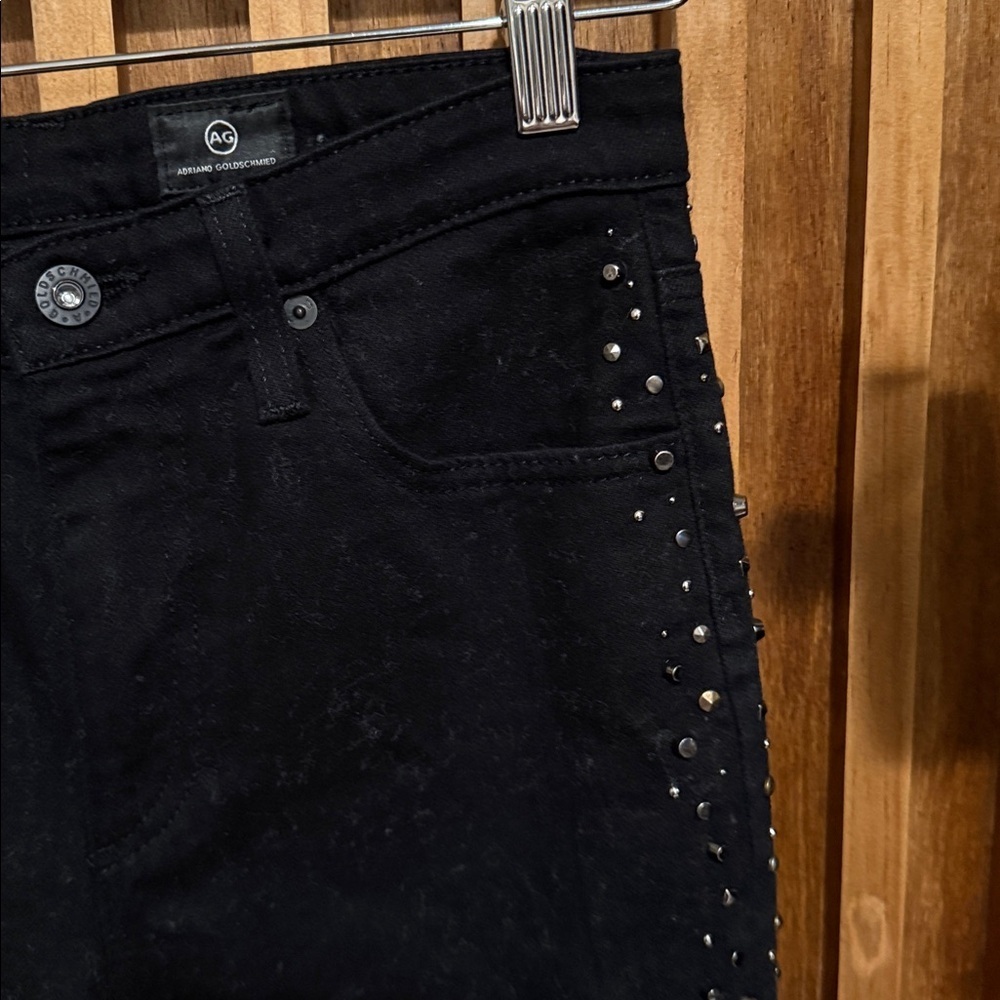 ANTHROPOLOGIE X AG The Isabella High Rise Straight Studded Jeans. 26X28 - Picture 6 of 9